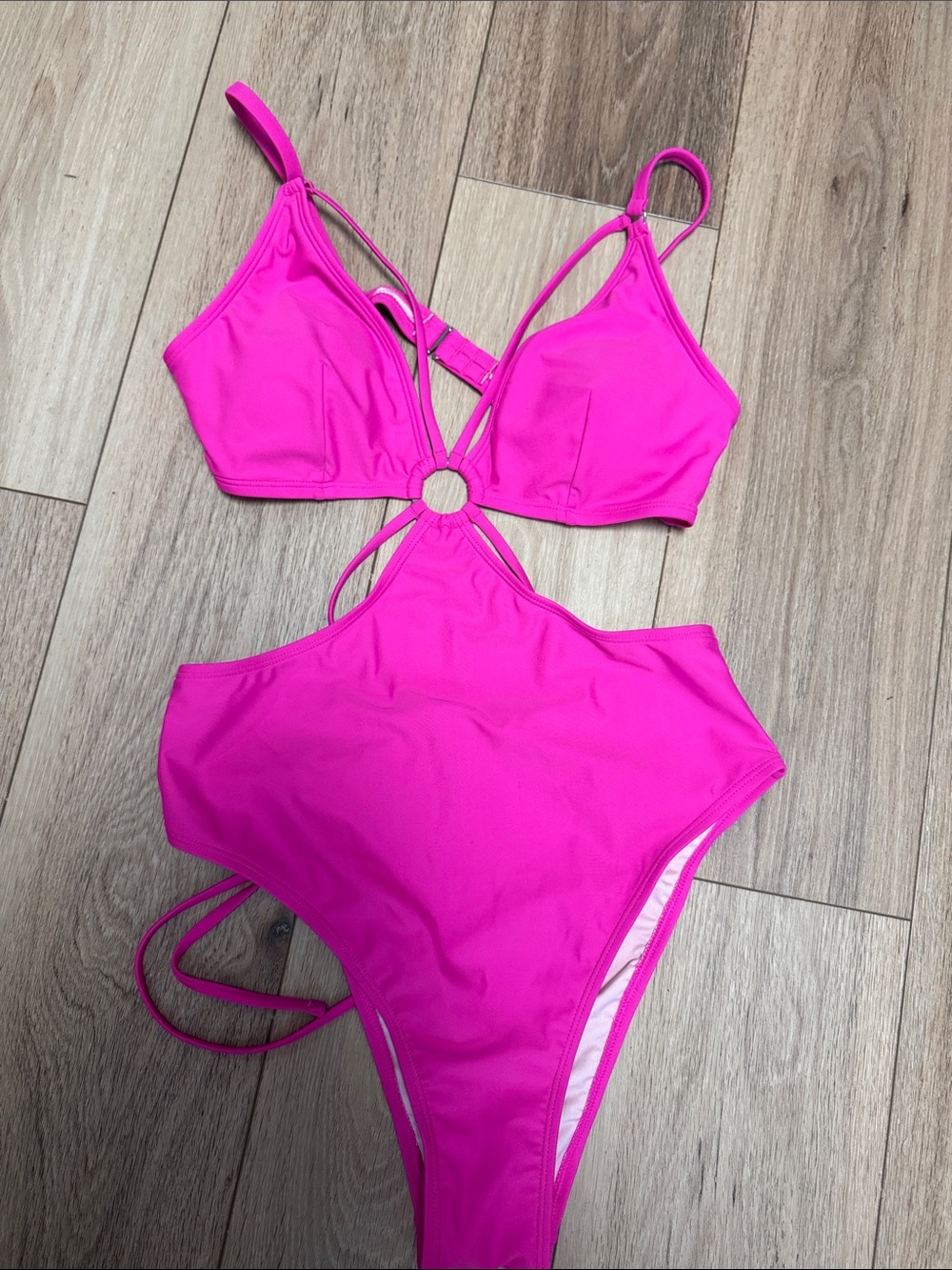 Cupshe NWT M Hot Pink Cutout MONOKINI SEXY One-Piece Swimsuit - Picture 2 of 6